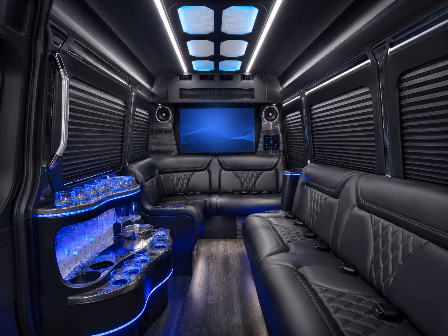 boca raton 18 passenger party bus inside