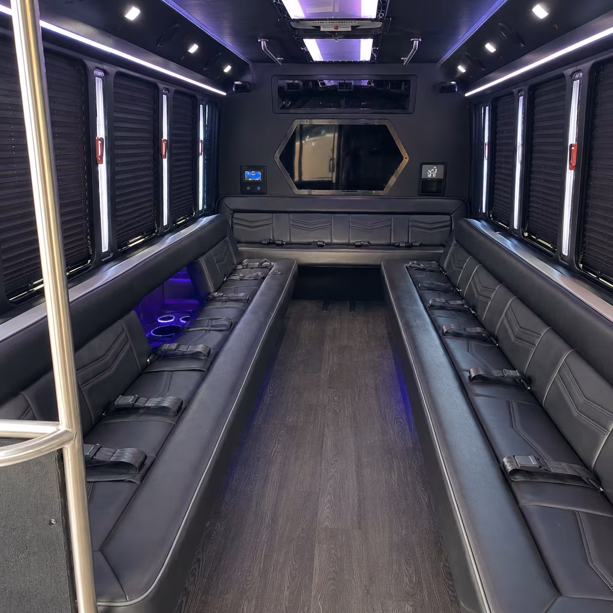 boca raton 18 passenger party bus interior
